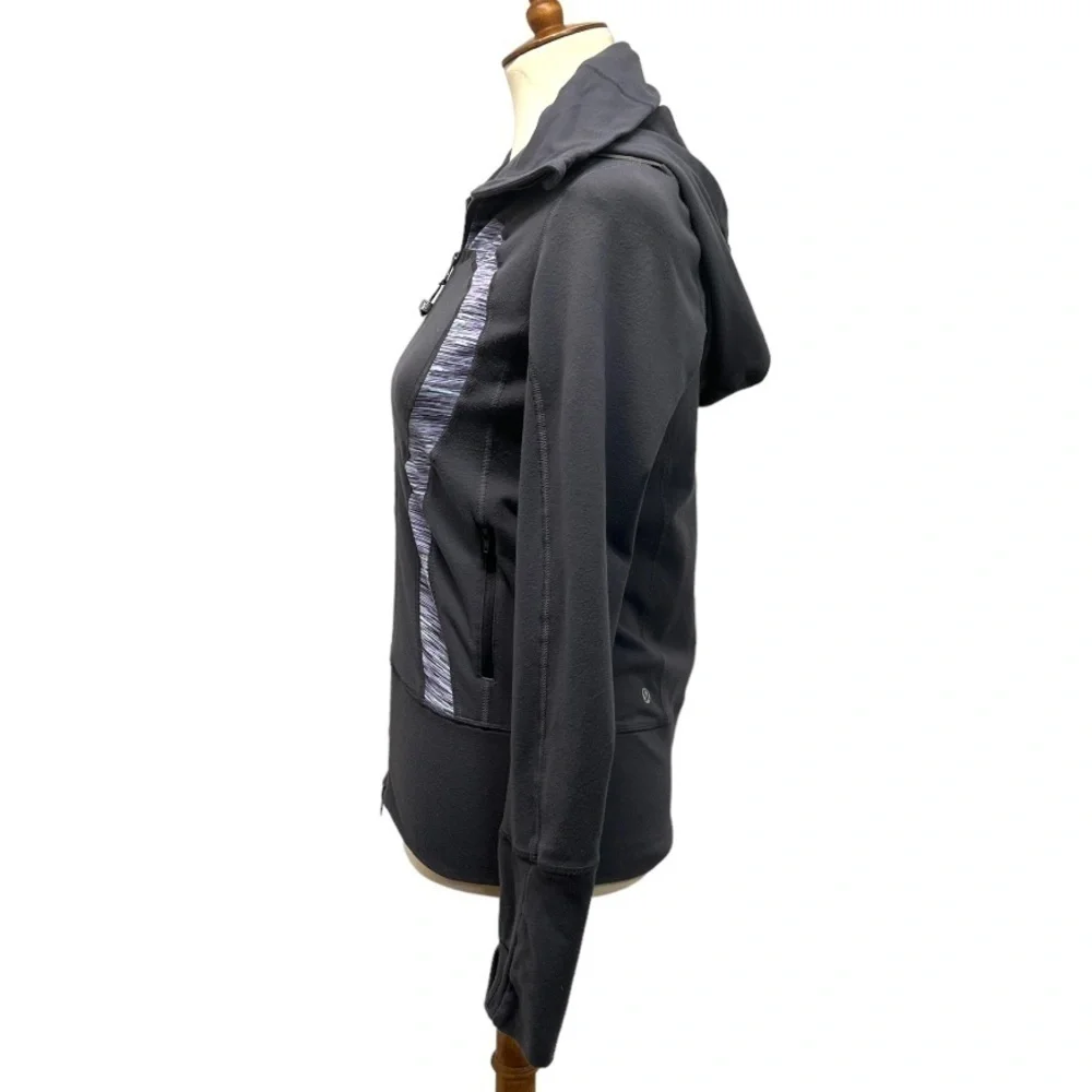 Lululemon Athletica Stride Gray Purple Space Dye Zip Front Hood Athletic Jacket - Picture 5 of 13